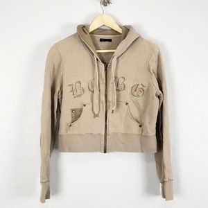 BCBGMaxazria Cropped Hoodie Jacket Tan Size Medium